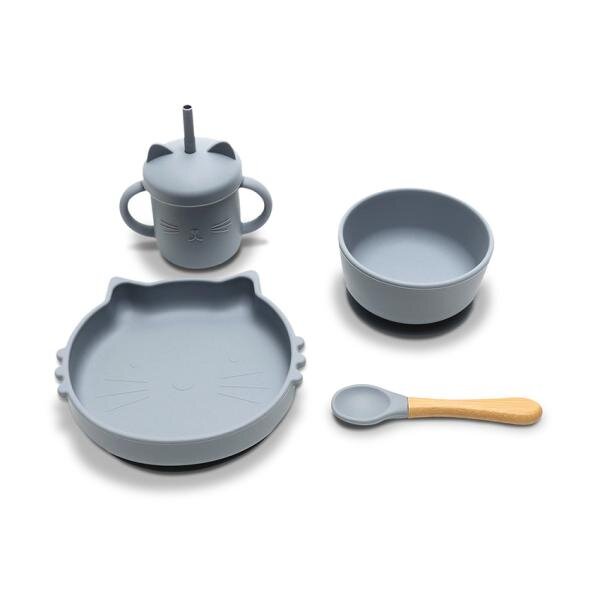 LORELLI Set de hranire din silicon natural 4 piese 6 luni+ Grey