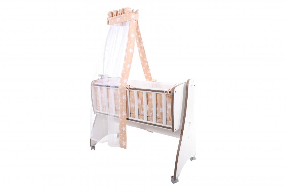 LORELLI Set lenjerie cu 7 piese pentru pat balansoar First Dreams Beige Stars