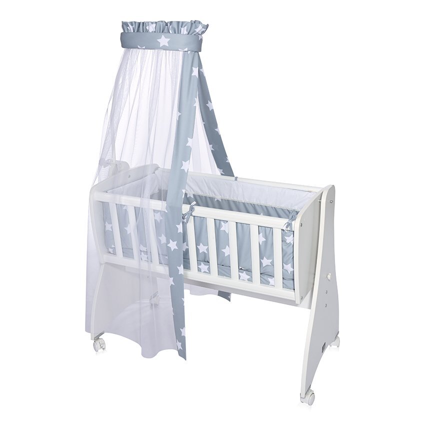 LORELLI Set lenjerie cu 7 piese pentru pat balansoar First Dreams Blue Grey Mist Stars