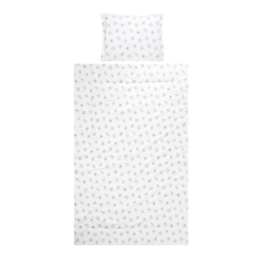 LORELLI Set lenjerie pat 3 piese bumbac ranforce Cosy Abstract Leaves Grey Beige