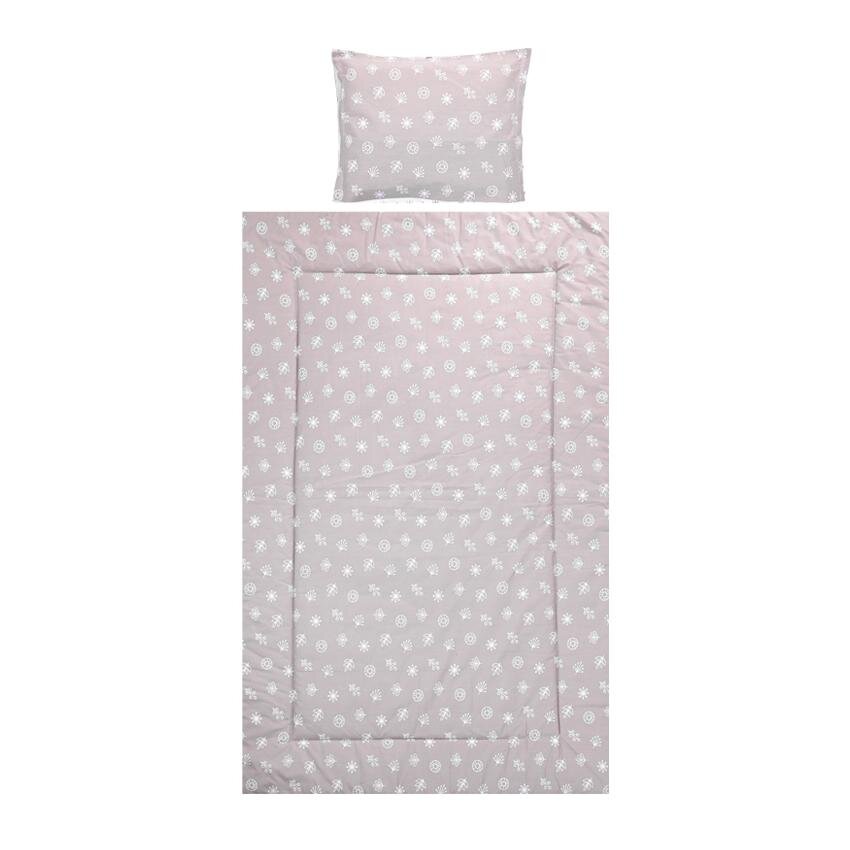 LORELLI Set lenjerie pat 3 piese bumbac ranforce Cosy Abstract Leaves Grey Beige