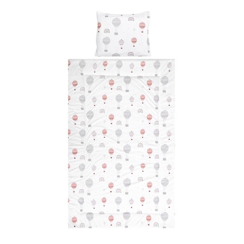 LORELLI Set lenjerie pat 3 piese bumbac ranforce Cosy Baloons Grey