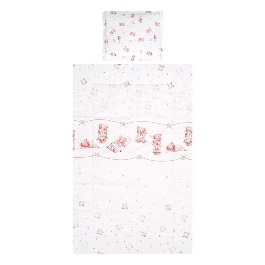 LORELLI Set lenjerie pat 3 piese bumbac ranforce Cosy Bears Piollws Beige
