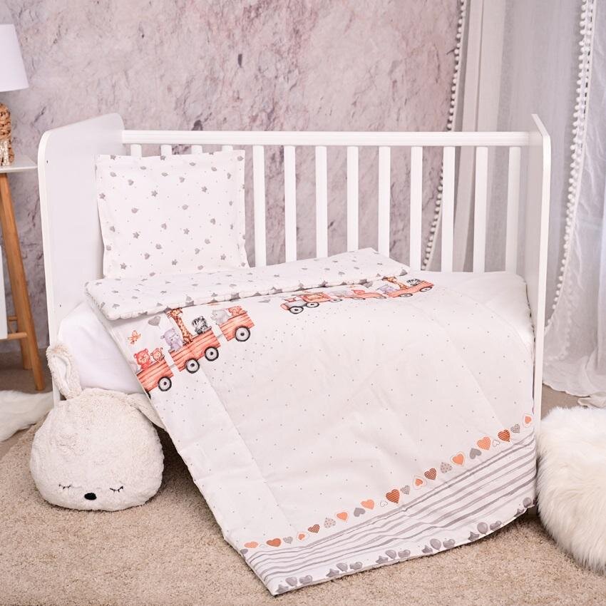 LORELLI Set lenjerie pat 3 piese bumbac ranforce Cosy Grey Train