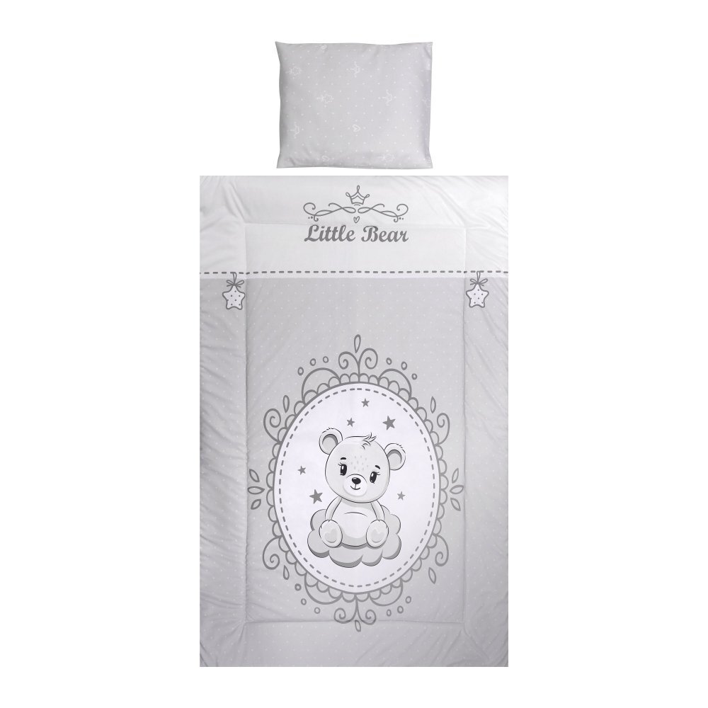 LORELLI Set lenjerie pat 3 piese bumbac ranforce Cosy Little Bear Grey