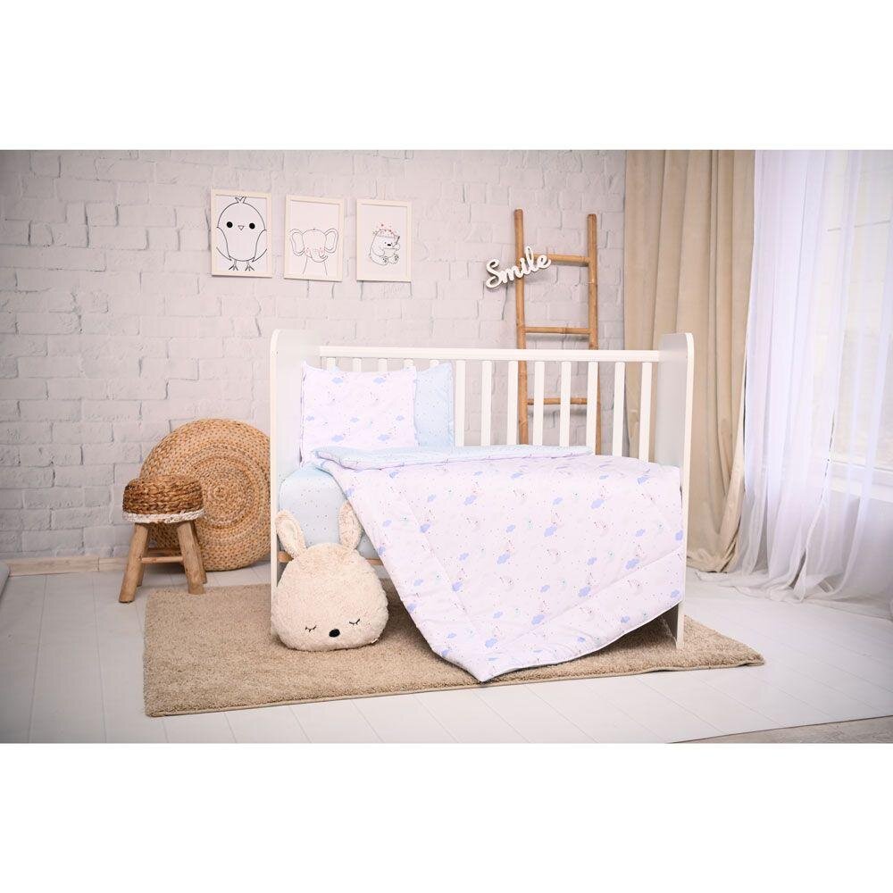 LORELLI Set lenjerie pat 3 piese bumbac ranforce Cosy Moon Stars Blue