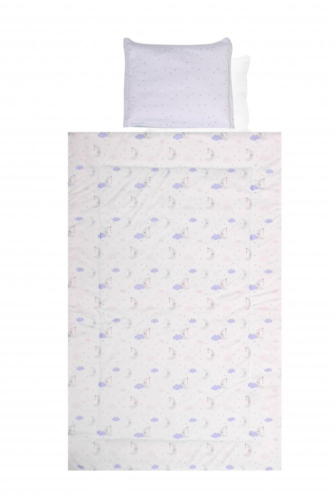 LORELLI Set lenjerie pat 4 piese bumbac ranforce Blue Moon Stars