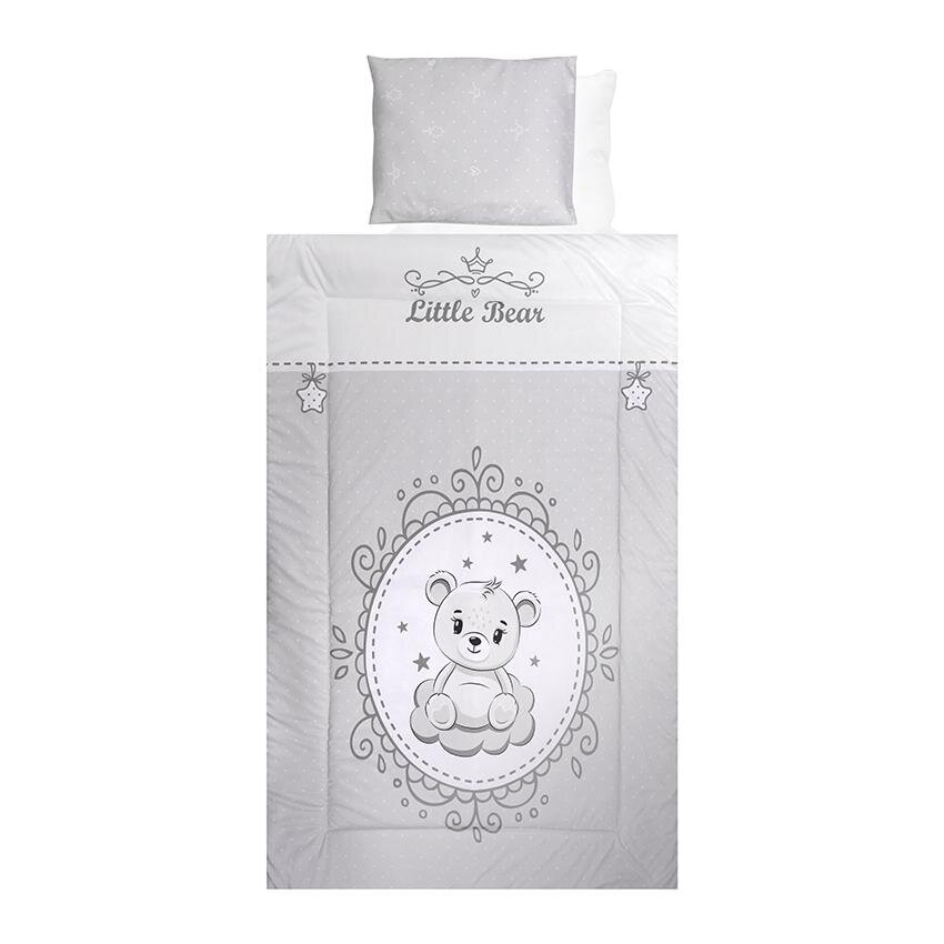LORELLI Set lenjerie pat 4 piese bumbac ranforce Little Bear Grey