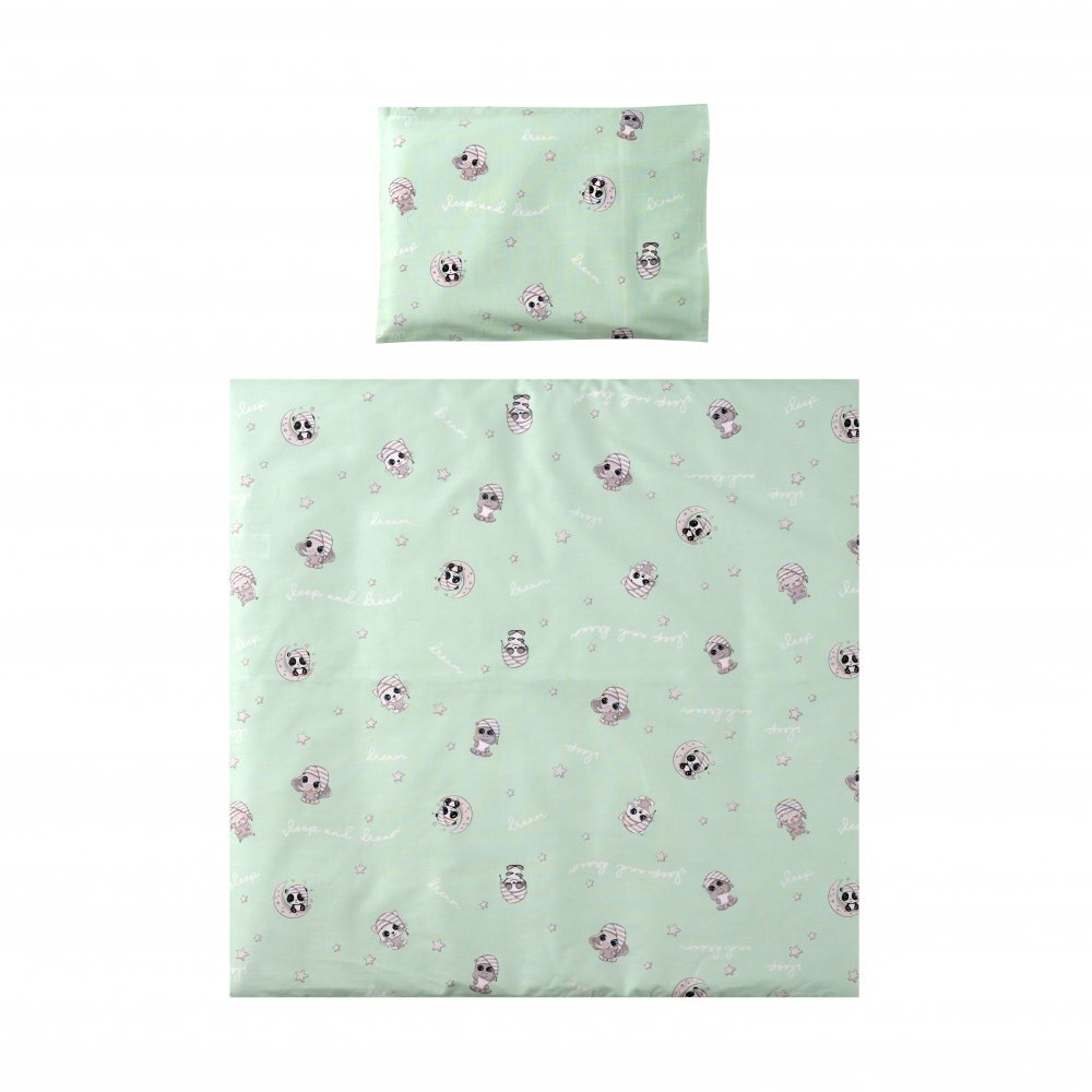 LORELLI Set lenjerie pat 5 piese bumbac ranforce Eva Friends Green