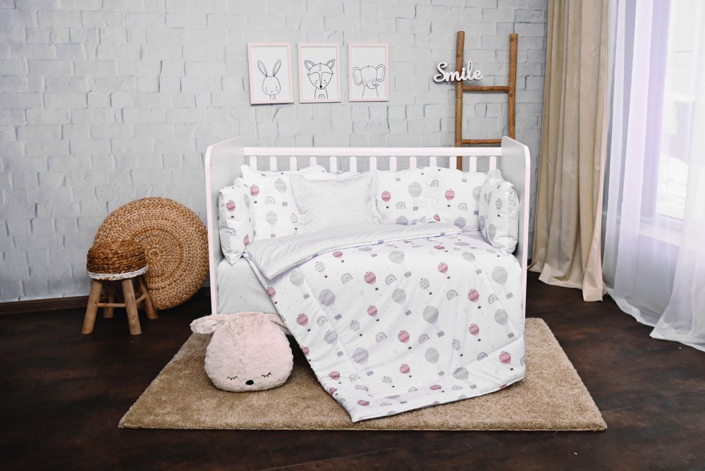 LORELLI Set lenjerie pat 7 piese Lily bumbac ranforce Grey Baloons