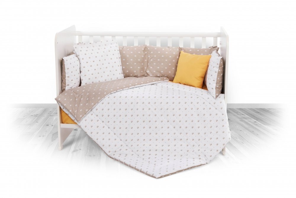 LORELLI Set lenjerie pat 8 piese 70x140 cm bumbac ranforce Crowns Latte