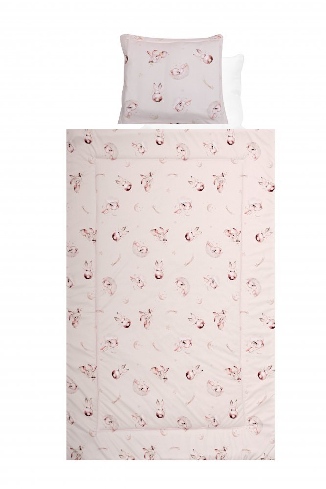 LORELLI Set lenjerie pat bumbac ranforce 4 piese Beige Bunnies