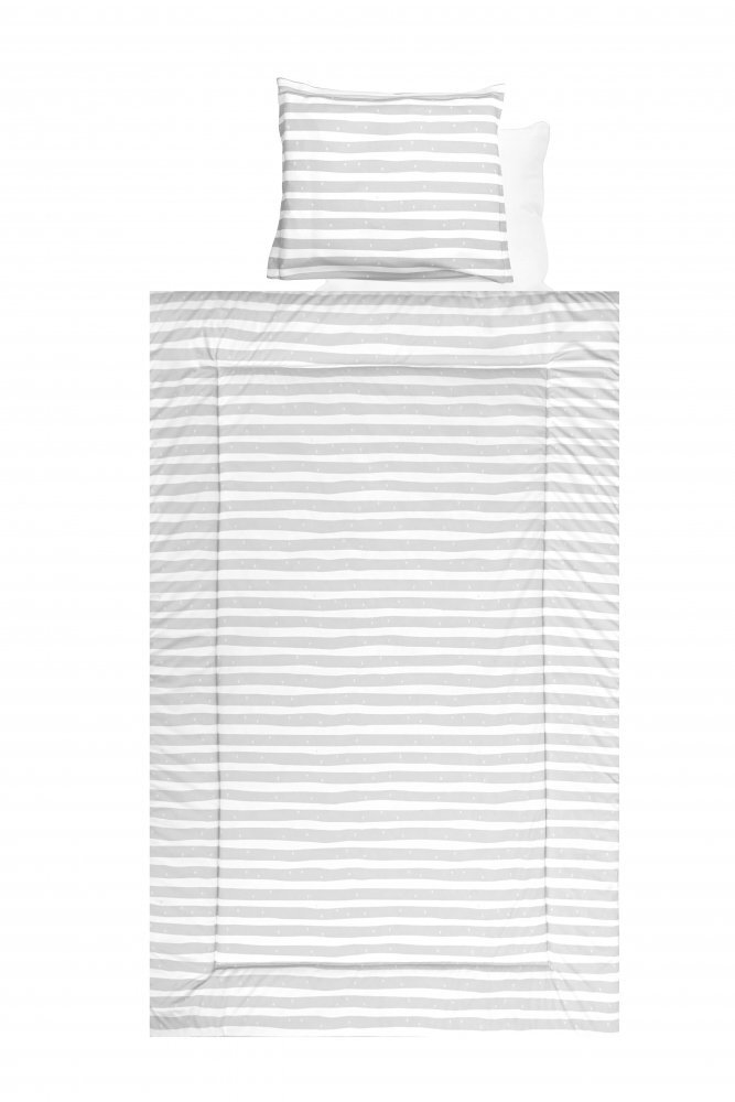 LORELLI Set lenjerie pat bumbac ranforce 4 piese Grey Striped