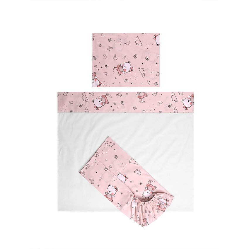 LORELLI Set lenjerie patut 120x60 cm Tiny Dream 3 piese bumbac ranforce Pink Ballerina Bear
