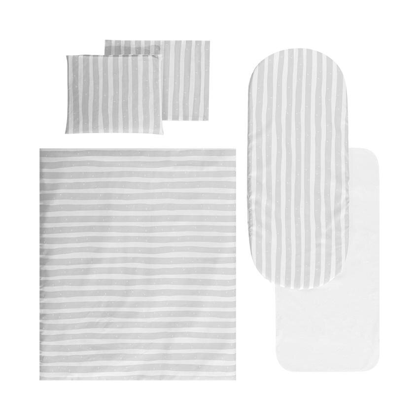 LORELLI Set lenjerie pentru carucior cu protectie impermeabila 7 piese Grey Striped