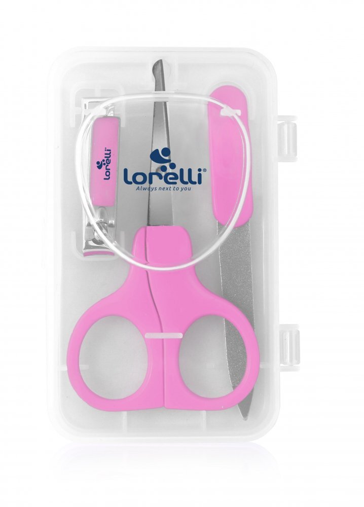LORELLI Set manichiura bebe 3 piese cu suport pink