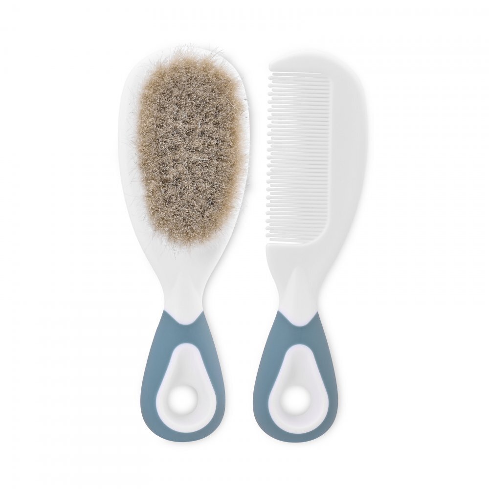 LORELLI Set pieptan cu perie din par natural 0 luni+ blush blue