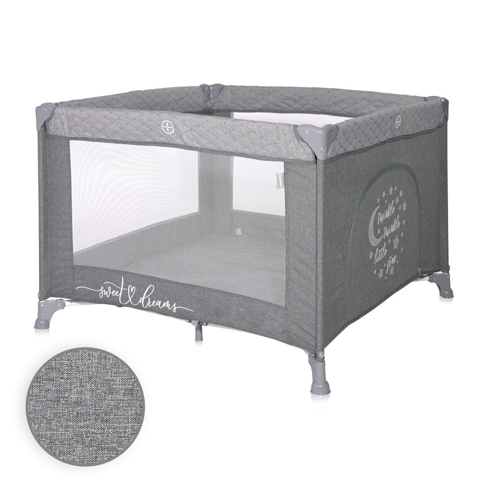 LORELLI Tarc de joaca pentru copii Lorello Sunny Playground Cool Grey Star deschidere laterala cu fermoar geanta de transport