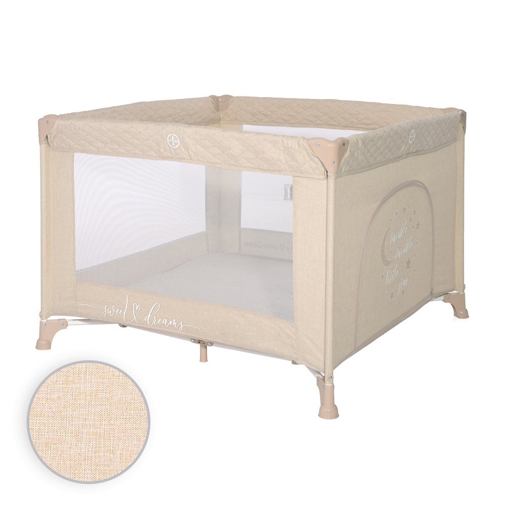 LORELLI Tarc de joaca pentru copii Lorello Sunny Playground Fog Beige Star deschidere laterala cu fermoar geanta de transport