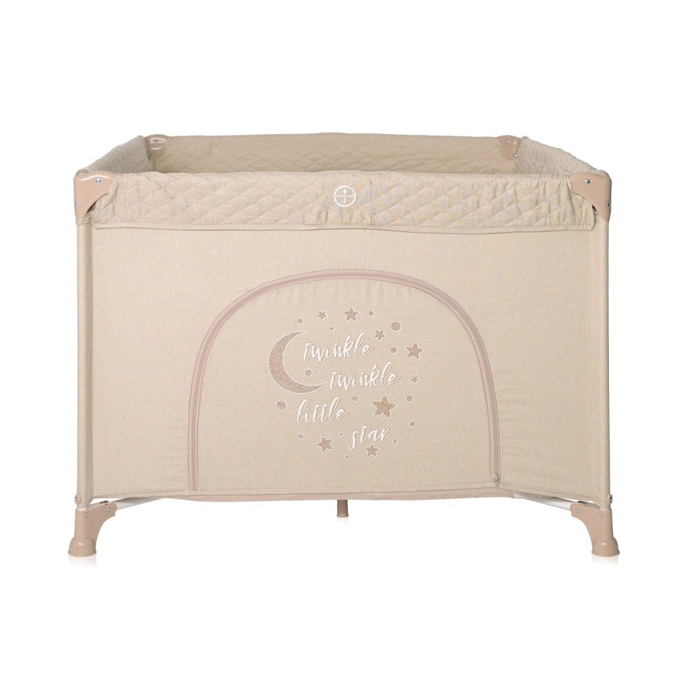 LORELLI Tarc de joaca pentru copii Lorello Sunny Playground Fog Beige Star deschidere laterala cu fermoar geanta de transport