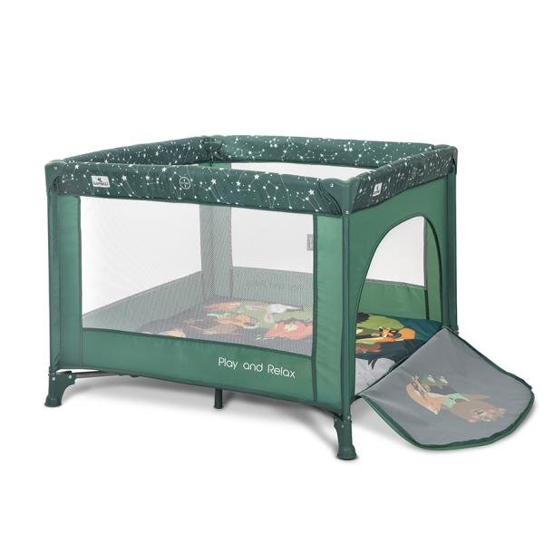 LORELLI Tarc de joaca Play N Relax Green Night 100x100x75 cm deschidere laterala cu fermoar geanta de transport