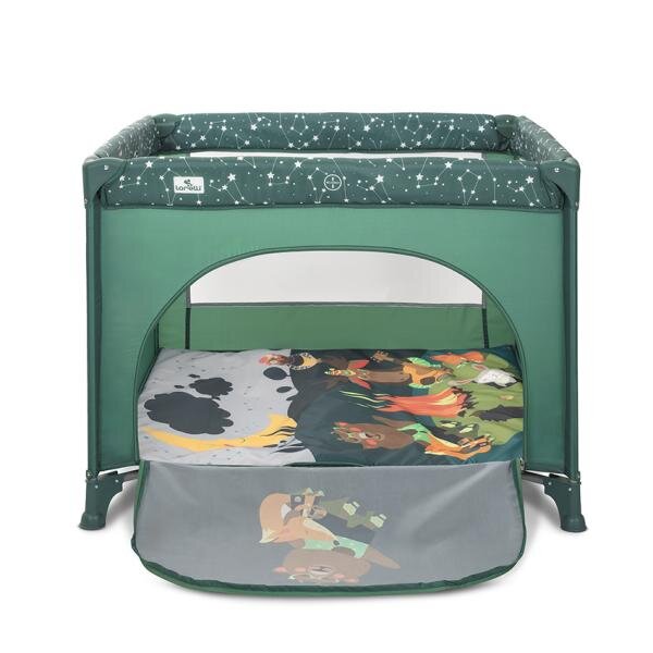 LORELLI Tarc de joaca Play N Relax Green Night 100x100x75 cm deschidere laterala cu fermoar geanta de transport