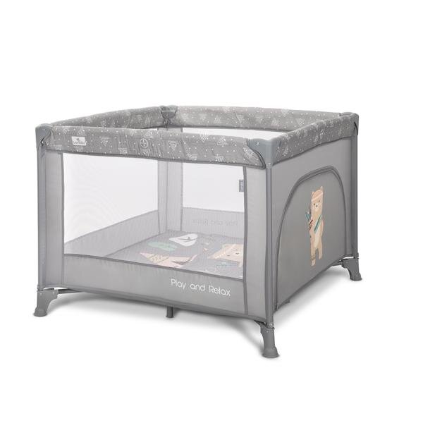 LORELLI Tarc de joaca Play N Relax Grey Adventure 100x100x75 cm deschidere laterala cu fermoar geanta de transport