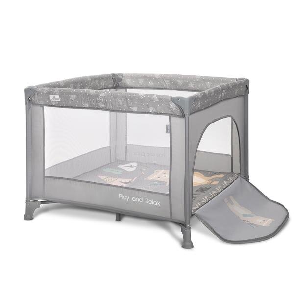 LORELLI Tarc de joaca Play N Relax Grey Adventure 100x100x75 cm deschidere laterala cu fermoar geanta de transport