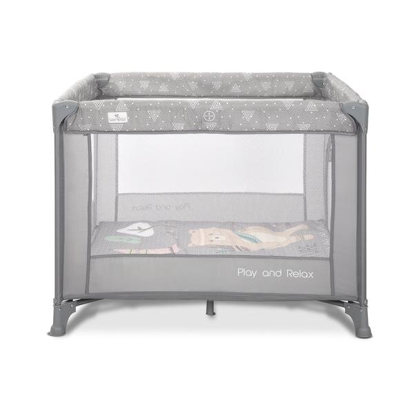 LORELLI Tarc de joaca Play N Relax Grey Adventure 100x100x75 cm deschidere laterala cu fermoar geanta de transport