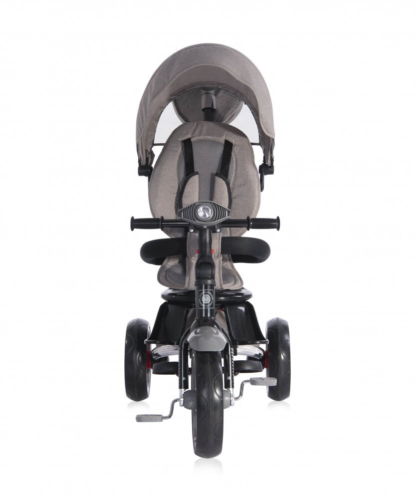 LORELLI Tricicleta pentru copii Enduro Grey Luxe 4 in 1 multifunctionala scaun rotativ cu 2 tipuri de suport pentru picioare roti mari silentioase spatar reglabil pe 2 pozitii si cosulet textil