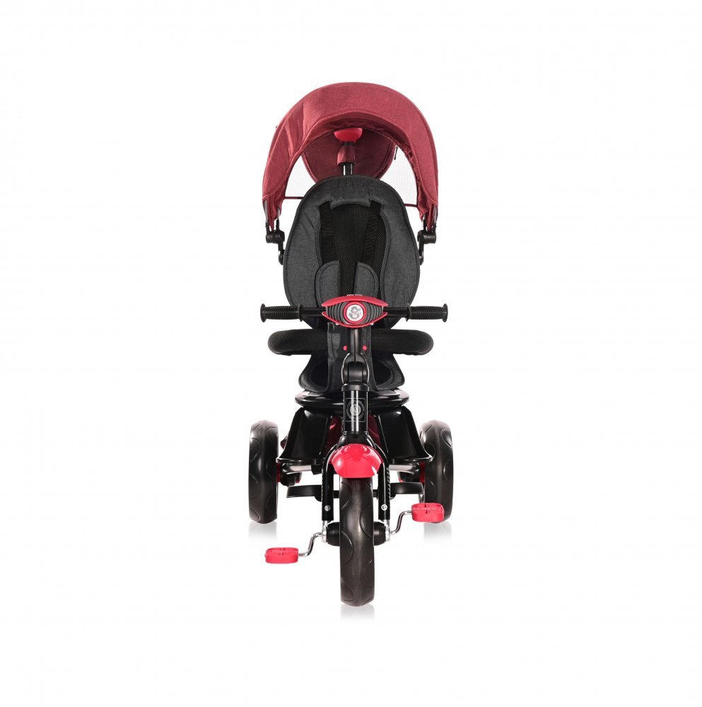 LORELLI Tricicleta pentru copii Enduro Red Black Luxe 4 in 1 multifunctionala scaun rotativ cu 2 tipuri de suport pentru picioare roti mari silentioase spatar reglabil pe 2 pozitii si cosulet textilanuleaza parinte
