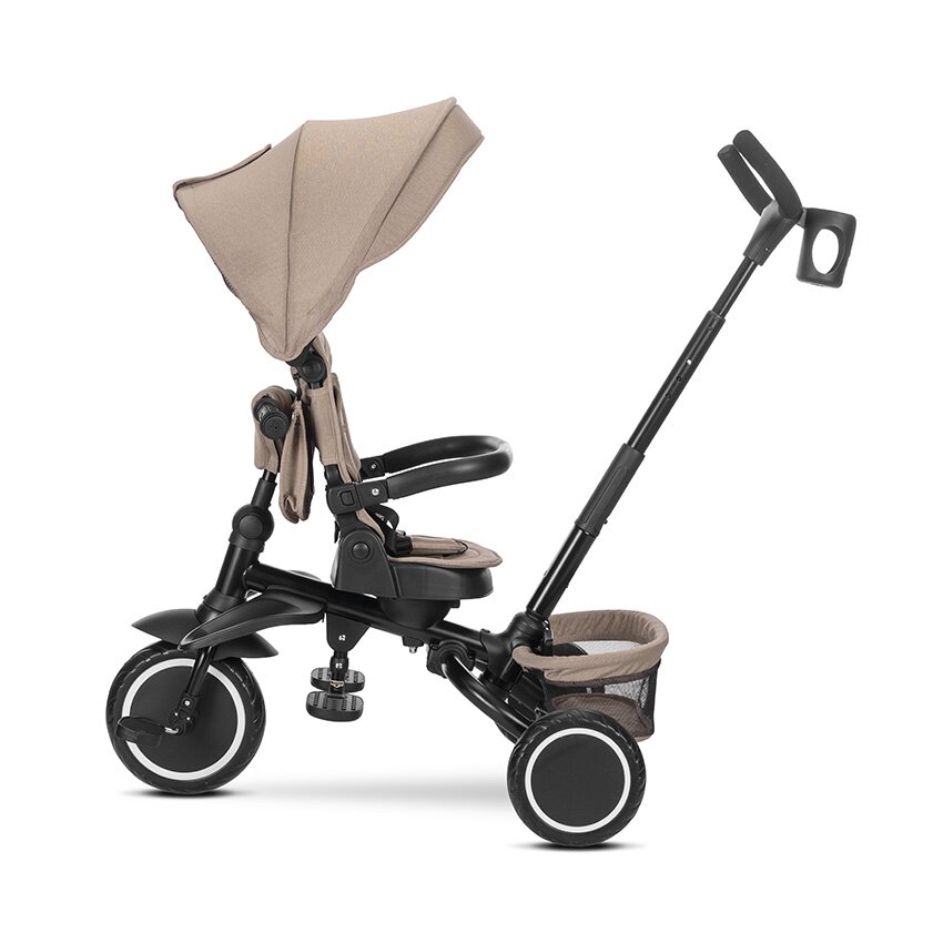 LORELLI Tricicleta pentru copii Freccia Beige multifunctionala pliabila sezut rotativ 360 grade greutate admisa 25 kg roti Eva