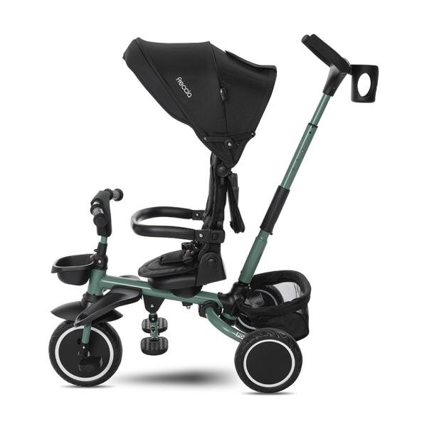 LORELLI Tricicleta pentru copii Freccia Black Green multifunctionala pliabila sezut rotativ 360 grade greutate admisa 25 kg roti Eva