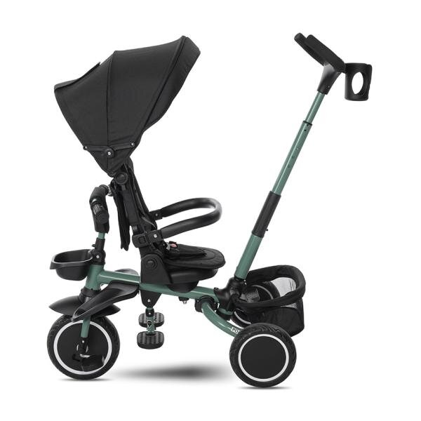 LORELLI Tricicleta pentru copii Freccia Black Green multifunctionala pliabila sezut rotativ 360 grade greutate admisa 25 kg roti Eva