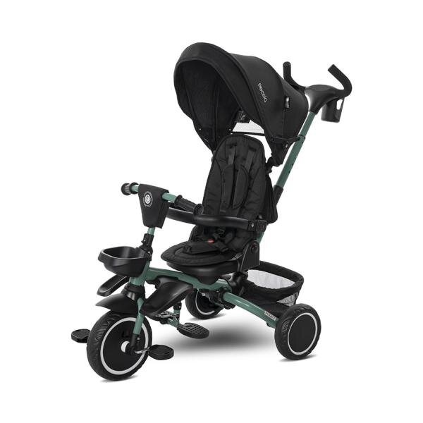 LORELLI Tricicleta pentru copii Freccia Black Green multifunctionala pliabila sezut rotativ 360 grade greutate admisa 25 kg roti Eva