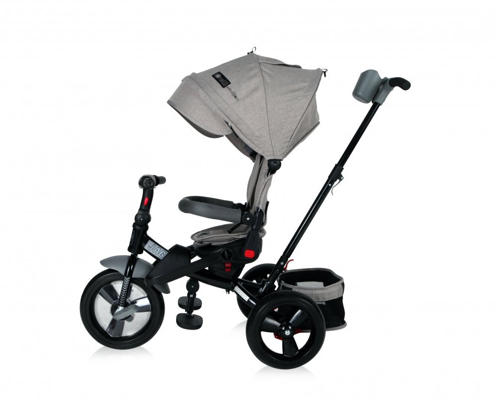 LORELLI Tricicleta pentru copii Jaguar Grey Luxe 4 in 1 multifunctionala cu maner cu control parental scaun rotativ 2 tipuri de suport pentru picioare si spatar inalt reglabil pe 2 pozitii