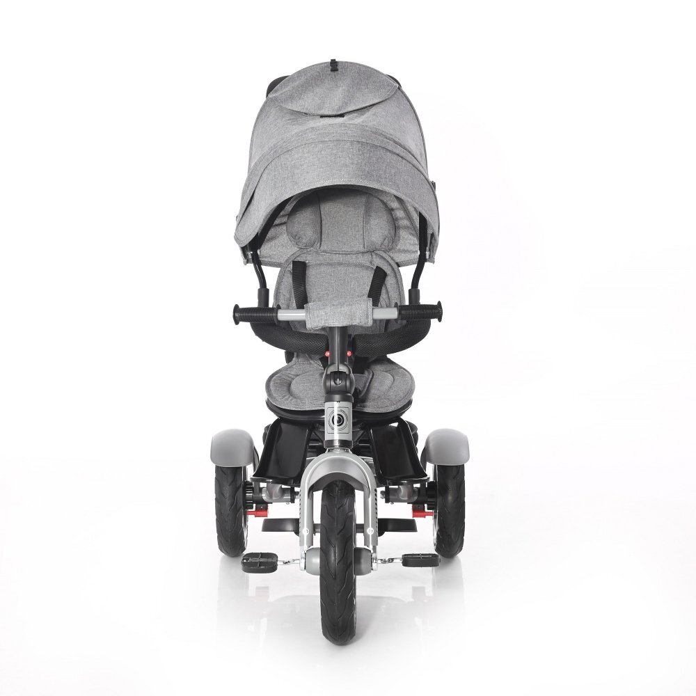 LORELLI Tricicleta pentru copii Neo Air Grey Luxe 4 in 1 multifunctionala roti mari gonflabile spatar inalt reglabil sezut rotativ 2 tipuri de suport pentru picioare si dispozitiv de franare