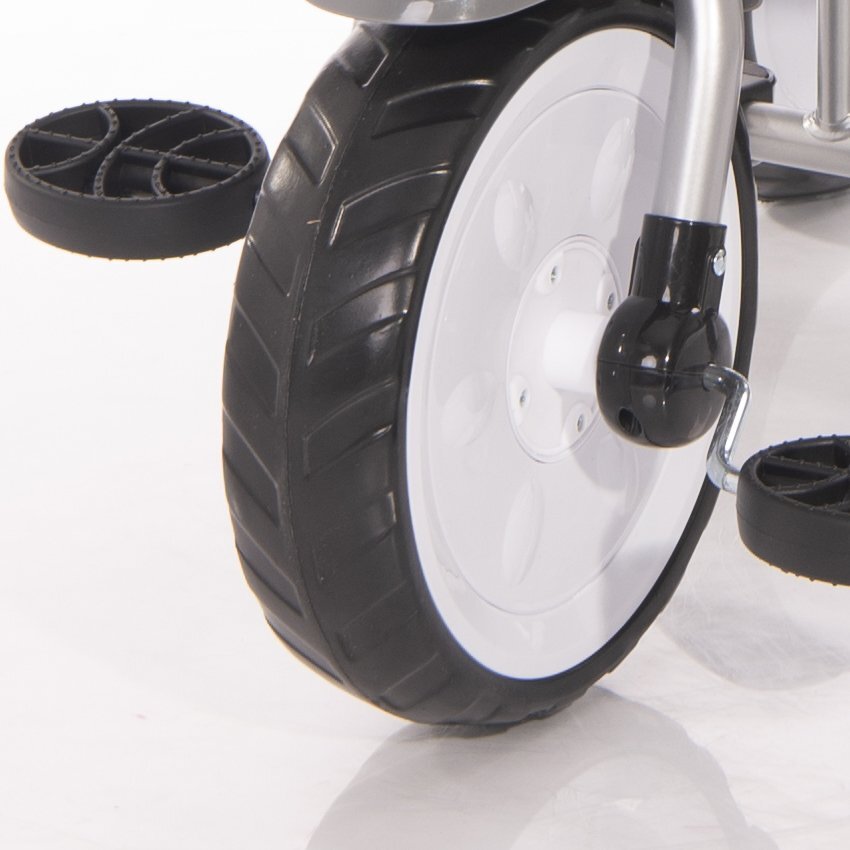 LORELLI Tricicleta pentru copii One Grey control al directiei sezut reglabil copertina scaunel cu husa moale si roti mari silentioase