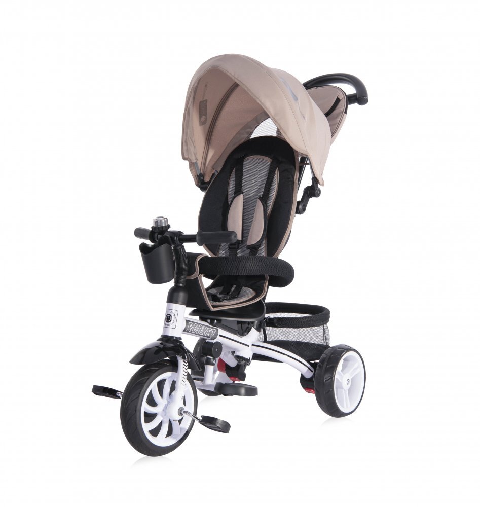 LORELLI Tricicleta pentru copii Rocket Ivory 6 in 1 multifunctionala scaun acoperit cu husa moale spatar reglabil in 2 pozitii suport pentru picioare functie Balance-Bike greutate admisa 20 kg