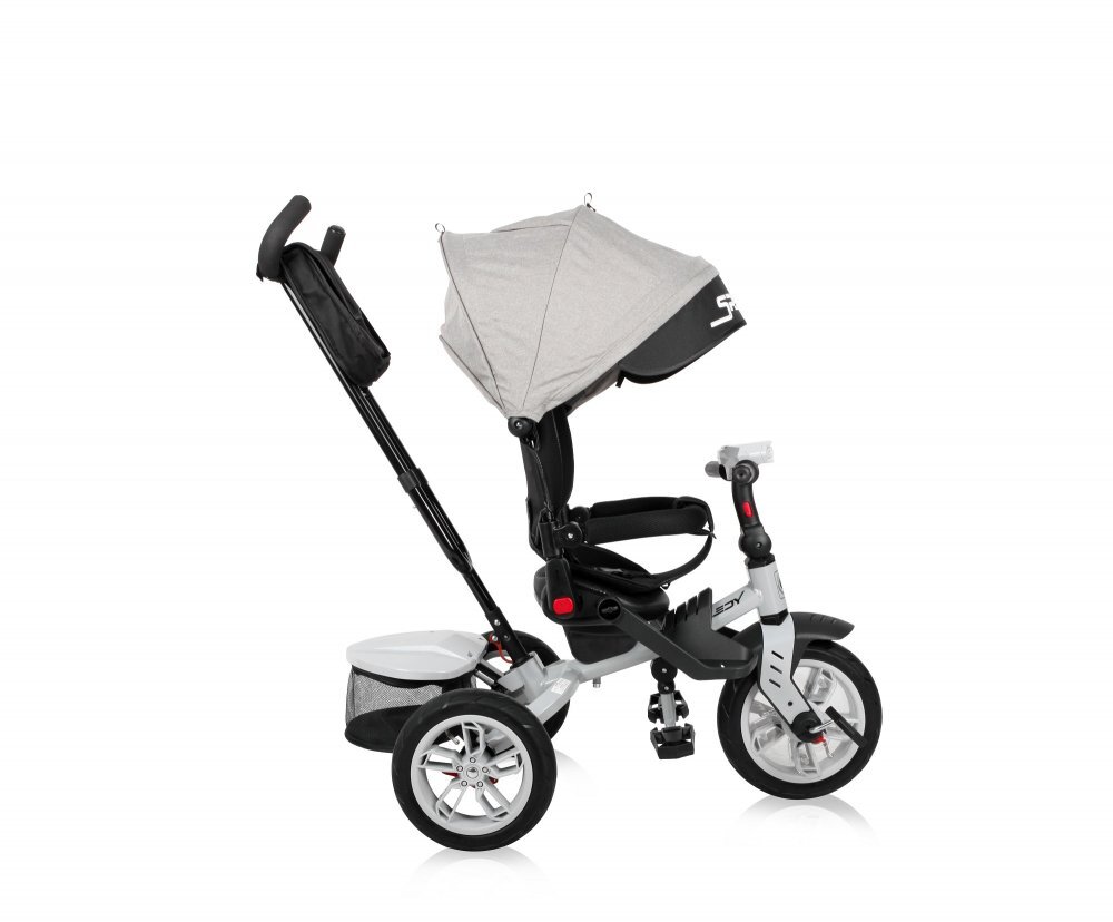 LORELLI Tricicleta pentru copii Speedy Air GreyBlack multifunctionala 4 in 1 scaun rotativ spatar inalt reglabil pe 3 pozitii maner cu control parental 2 tipuri de suport pentru picioare
