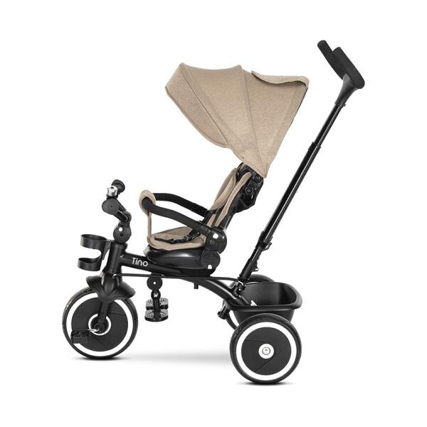 LORELLI Tricicleta pentru copii Tino Beige cu sezut rotativ 360 grade scaun rabatabil control parental greutate admisa 25 kg