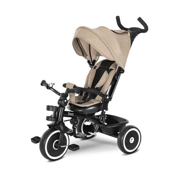 LORELLI Tricicleta pentru copii Tino Beige cu sezut rotativ 360 grade scaun rabatabil control parental greutate admisa 25 kg