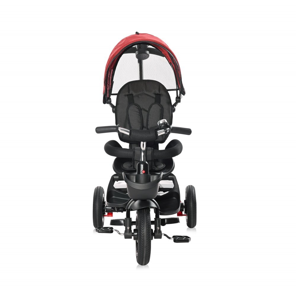 LORELLI Tricicleta pentru copii Zippy Air Ruby control parental 12-36 luni cu scaun reversibil rotire 360 grade spatar reglabil pe multiple pozitii roti din cauciuc cu camera si 2 tipuri de suport pentru picioare