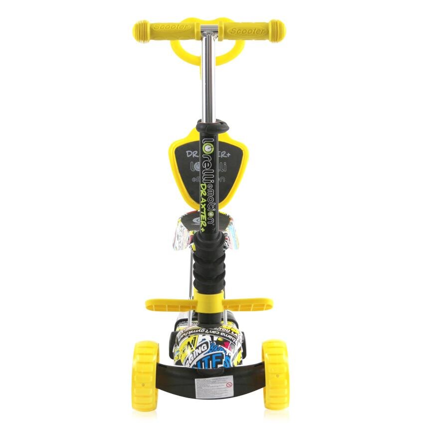 LORELLI Trotineta Draxter Graffiti Smile cu sezut spatar maner parental roti din silicon cu Led ghidon reglabil greutate admisa 20 kg