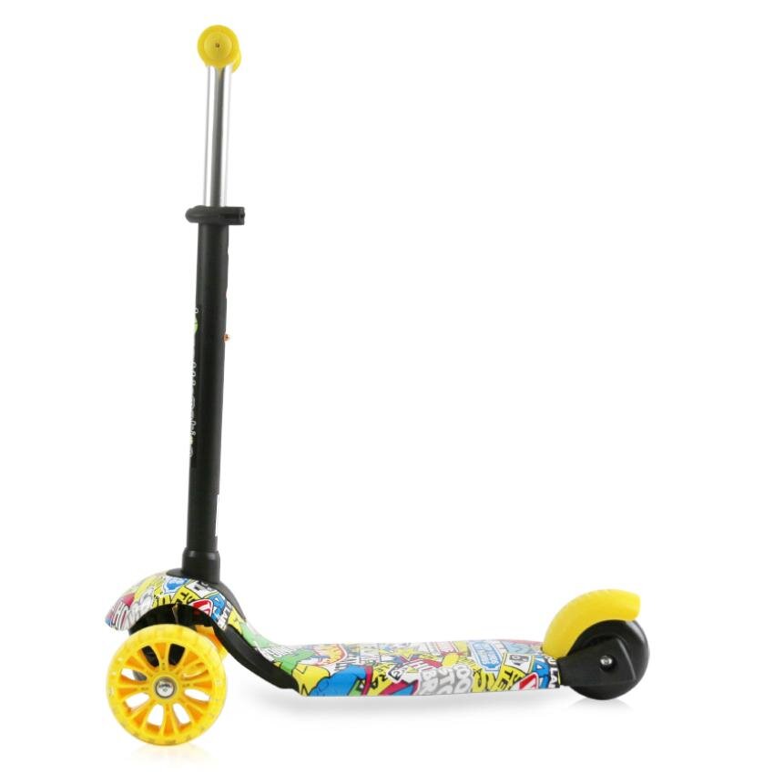 LORELLI Trotineta Draxter Graffiti Smile cu sezut spatar maner parental roti din silicon cu Led ghidon reglabil greutate admisa 20 kg