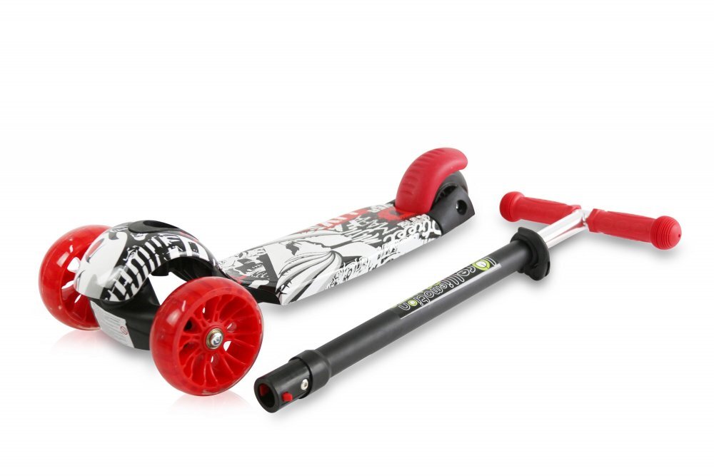 LORELLI Trotineta pentru copii Draxter Black Graffiti ghidon reglabil roti din silicon cu Led greutate admisa 20 kg 3 ani+