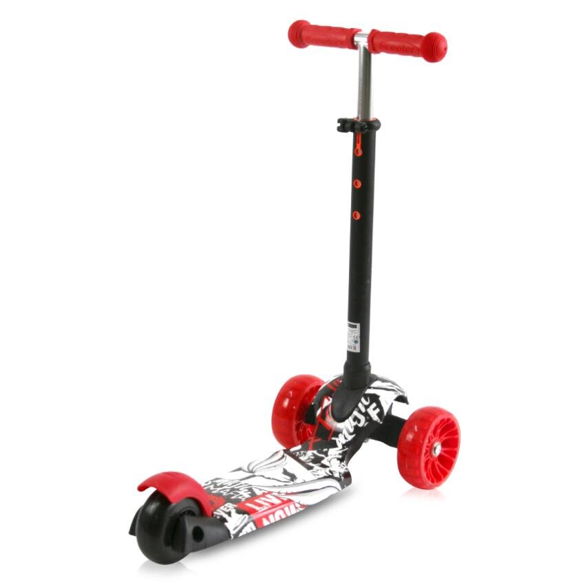 LORELLI Trotineta pentru copii Draxter Black Graffiti ghidon reglabil roti din silicon cu Led greutate admisa 20 kg 3 ani+