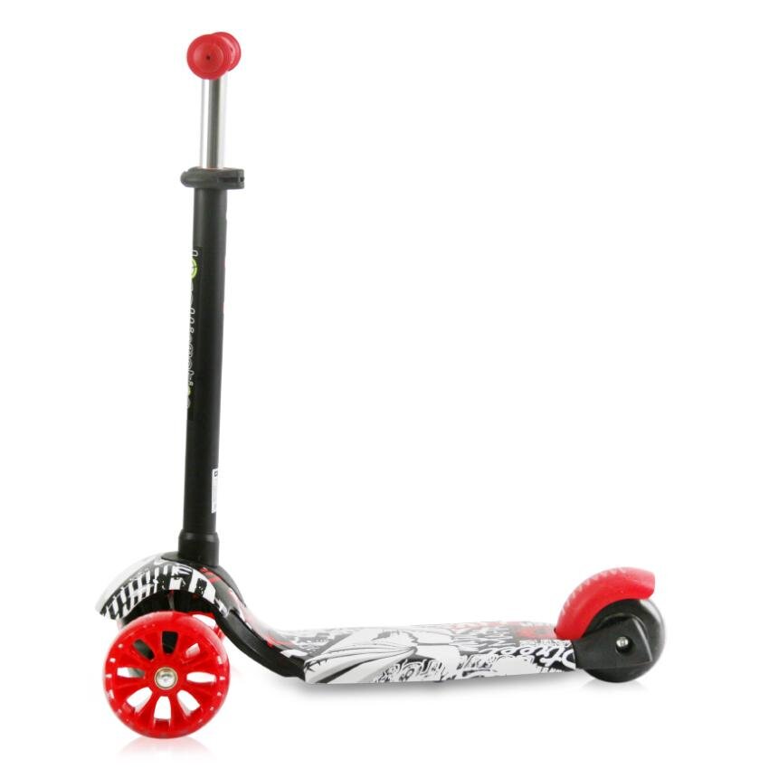 LORELLI Trotineta pentru copii Draxter Black Graffiti ghidon reglabil roti din silicon cu Led greutate admisa 20 kg 3 ani+