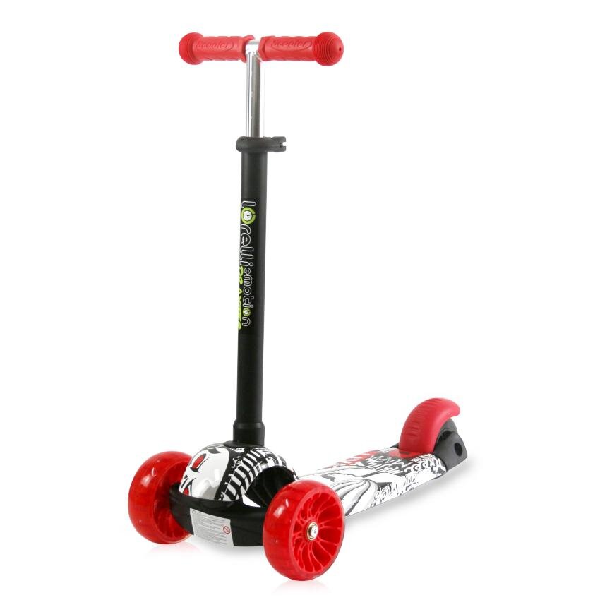 LORELLI Trotineta pentru copii Draxter Black Graffiti ghidon reglabil roti din silicon cu Led greutate admisa 20 kg 3 ani+
