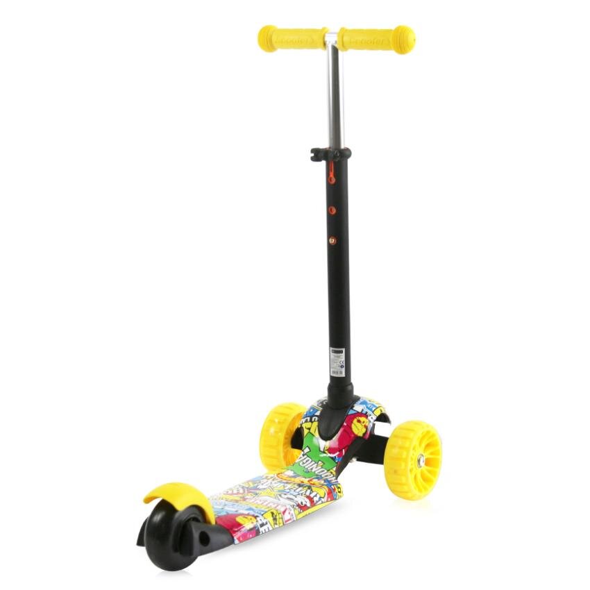 LORELLI Trotineta pentru copii Draxter Graffiti Smile ghidon reglabil roti din silicon cu Led greutate admisa 20 kg 3 ani+